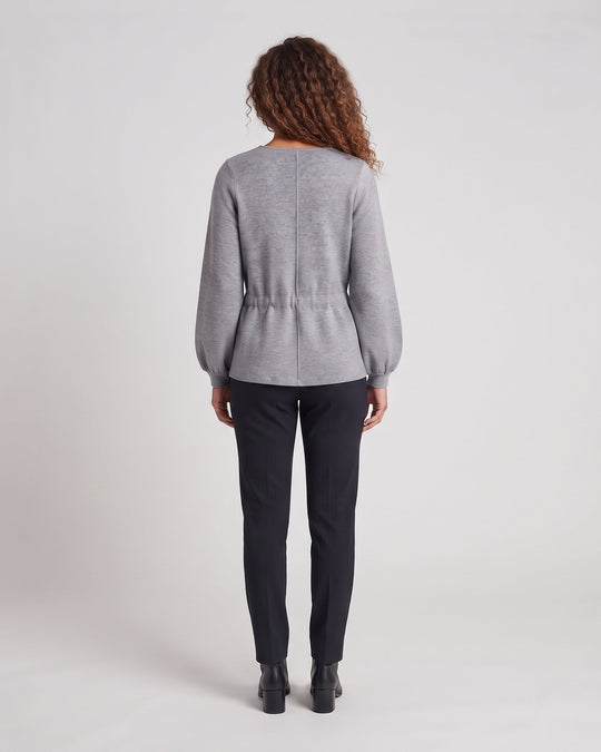 Damen weites Sweatshirt mit Tunnelzug-Taille, Ballonärmeln und gerippten Bündchen Nord Taschen