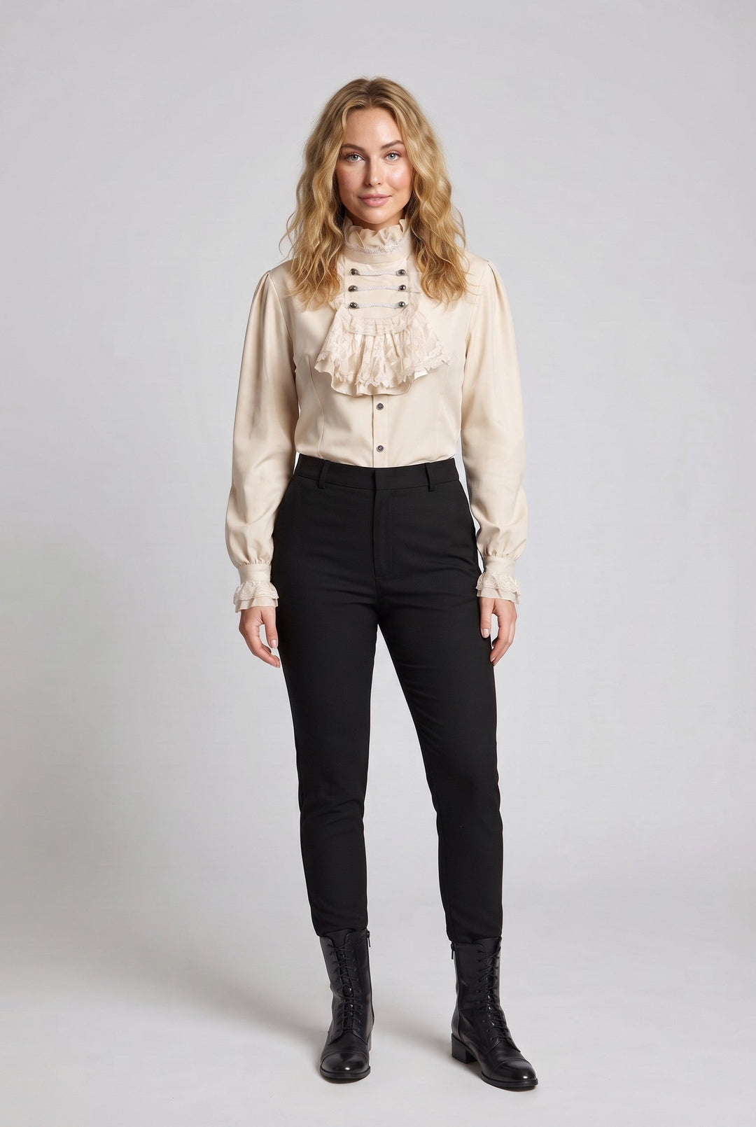 Damen Elegante Rüschenshirt mit hochwertiger Spitze und maßgeschneidertem Schnitt Nord Taschen