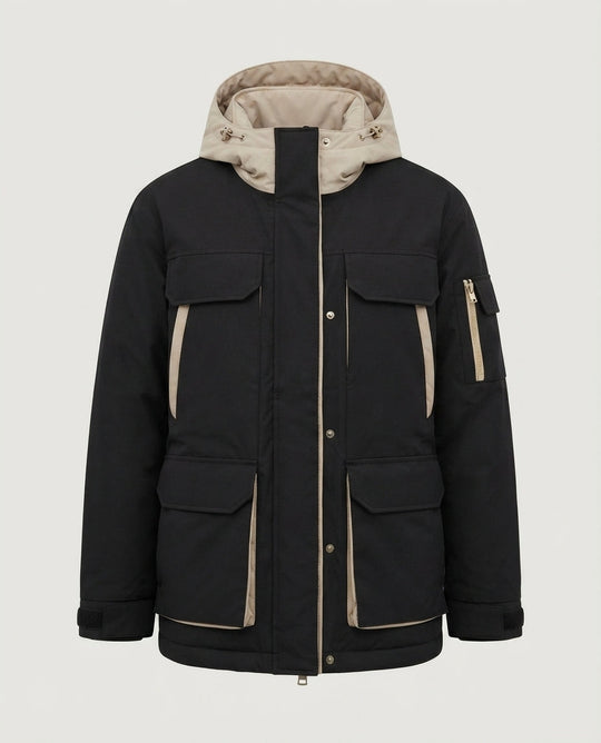 Damen Oversized Parka mit abnehmbarer gesteppter Innenweste, hohem Kragen und großen Klappentaschen
