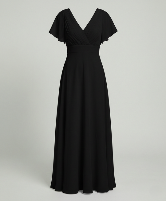 Damen Maxikleid Chiffon elegant plissiert