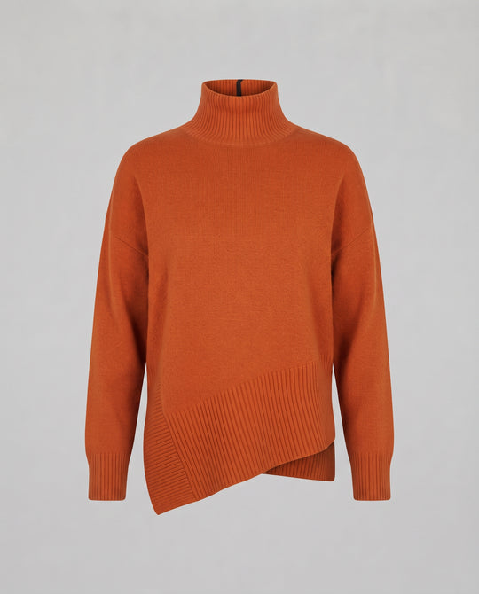Damen Oversize-Rollkragenpullover mit überschnittenen Schultern und verlängertem Rippbund Nord Taschen
