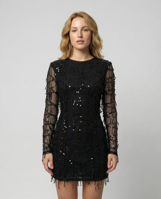 Elegantes Fransen Paillettenkleid Damen