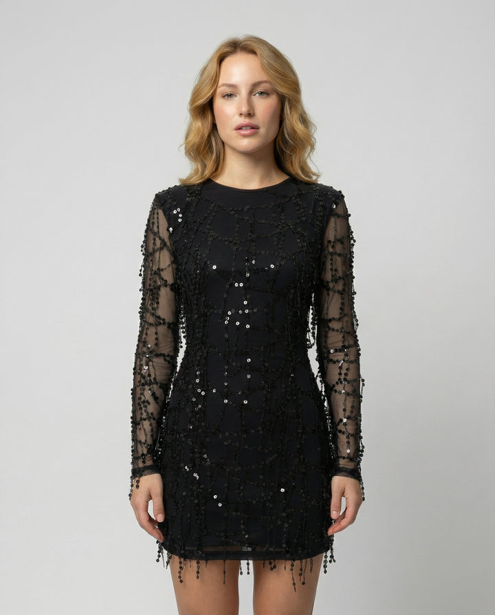 Elegantes Fransen Paillettenkleid Damen