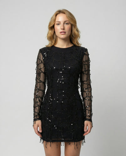 Elegantes Fransen Paillettenkleid Damen