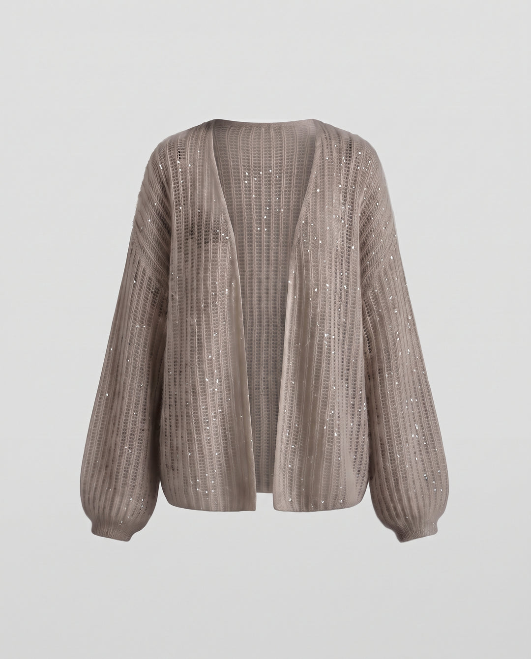 Damen Offener Mohair-Optik Cardigan mit Rippenstruktur und Oversize-Ärmeln Nord Taschen