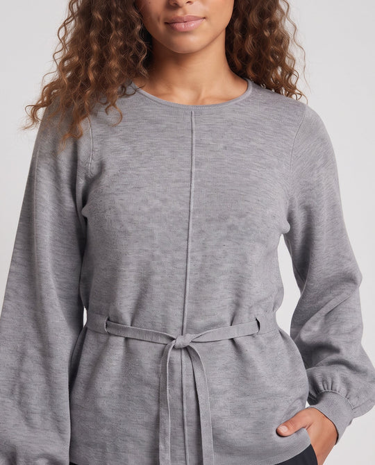 Damen weites Sweatshirt mit Tunnelzug-Taille, Ballonärmeln und gerippten Bündchen Nord Taschen