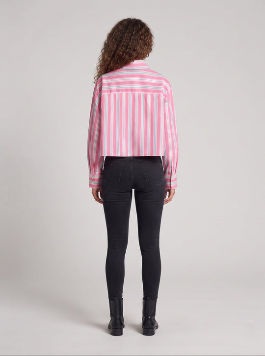 Damen Cropped-Hemdbluse im Oversize-Look mit Spitzenapplikation Nord Taschen
