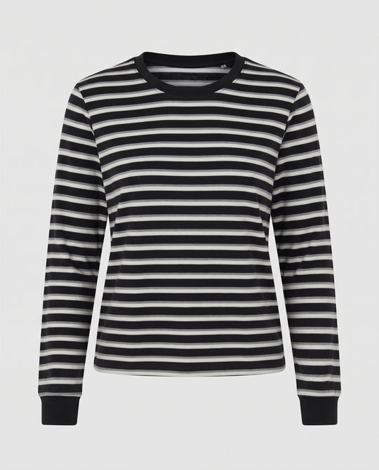 Damen Lässiger gestreifter Langarm-Pullover Nord Taschen