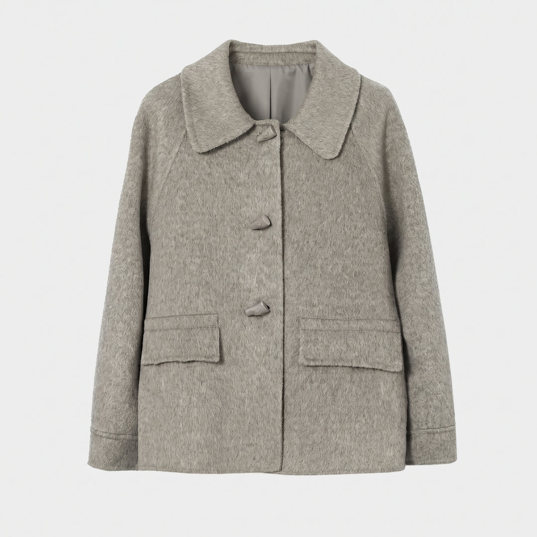 Damen Boxy‑Dufflecoat im Kurzschnitt aus Wollmix mit Knebelverschlüssen und aufgesetzten Pattentaschen Nord Taschen