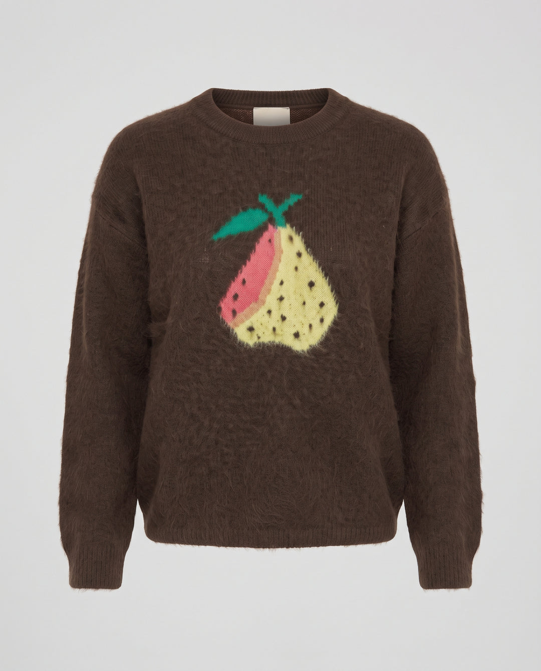 Damen Flauschiger Mohair-Mix Pullover mit Frucht-Jacquard Nord Taschen