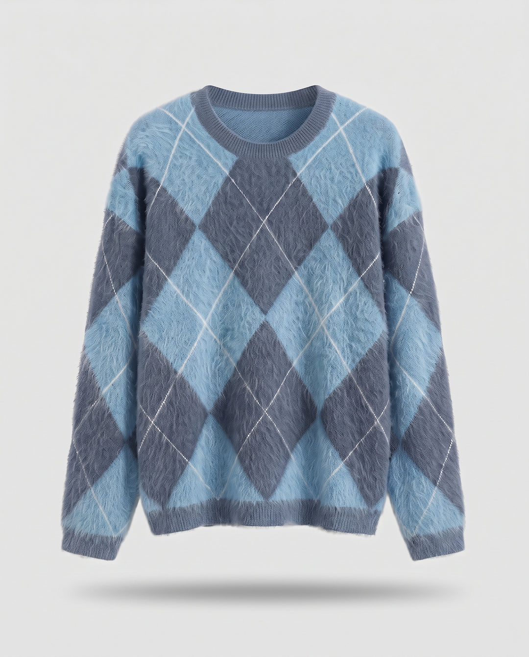 Damen Weicher Mohair-Optik Rautenpullover mit Oversize-Silhouette Nord Taschen