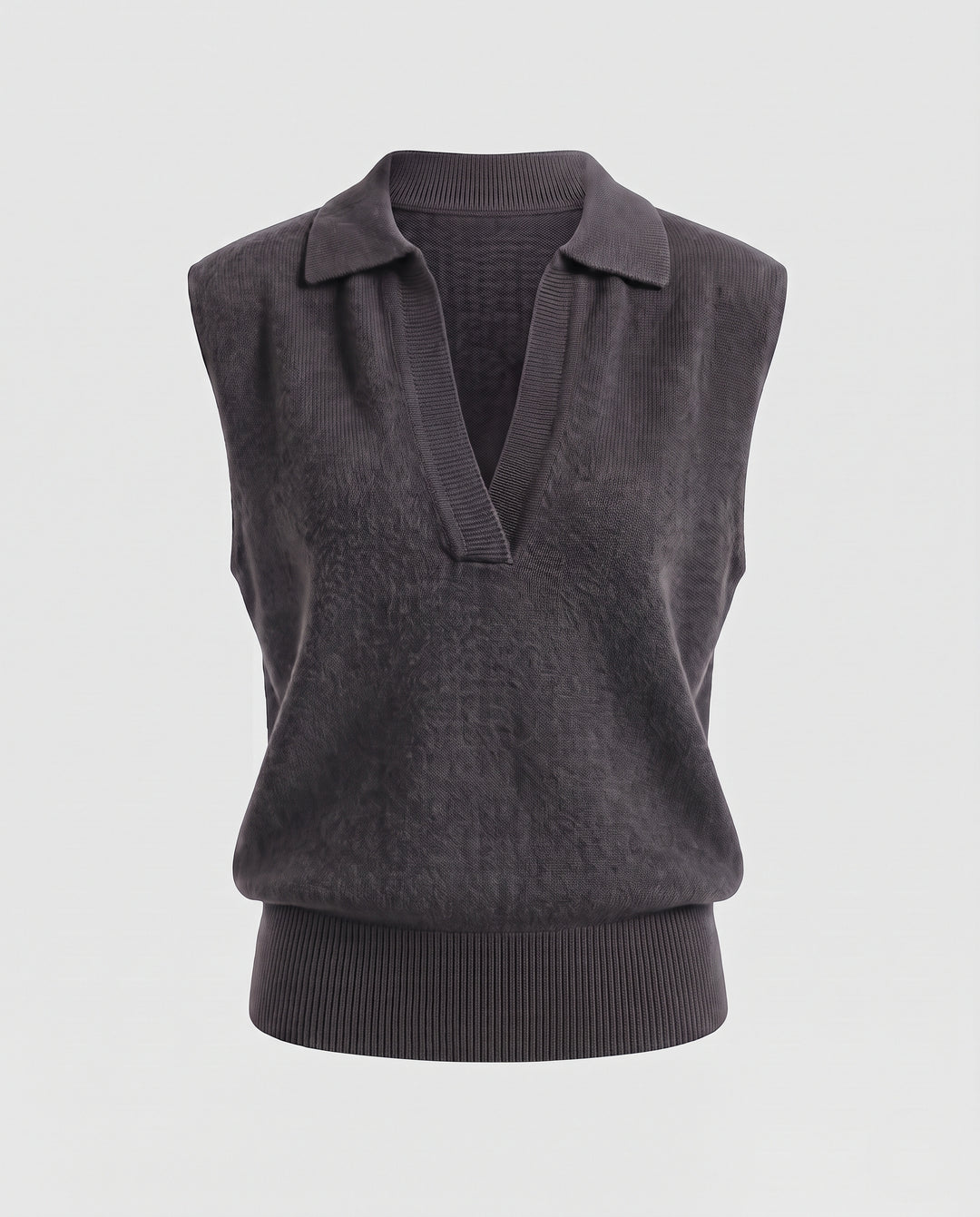 Damen Ärmelloser Wollmix-Pullunder mit Polokragen und breitem Rippsaum Nord Taschen