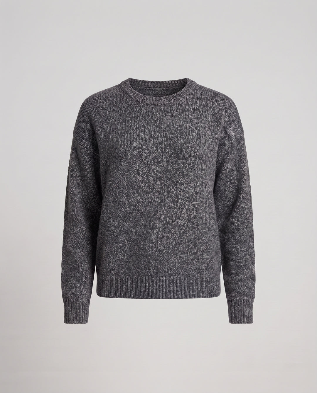 Damen Lockerer Bouclé-Struktur-Pullover mit Rundhalsausschnitt, verlängerten Ärmeln und geripptem Saum Nord Taschen