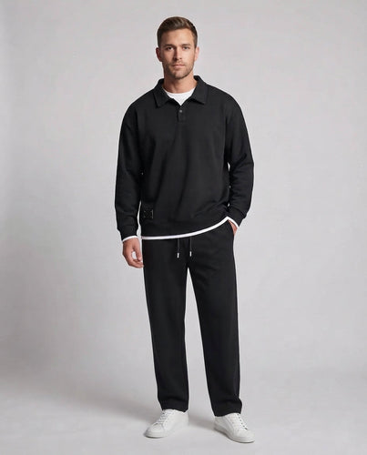 Unisex Oversize-Polo-Sweatshirt-Set mit weiterer Jogginghose