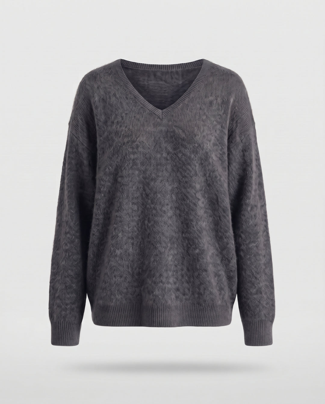 Damen Mohair-Pullover mit V-Ausschnitt und lässiger Oversize-Passform Nord Taschen