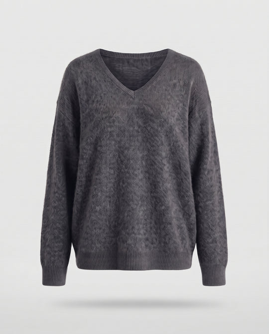 Damen Mohair-Pullover mit V-Ausschnitt und lässiger Oversize-Passform Nord Taschen