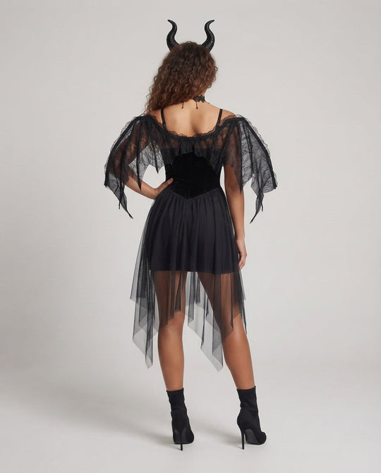 Damen verführerisches Gothic Kleid mit transparenten Tüll-Röcken Nord Taschen
