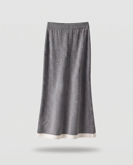 Damen Midirock aus feinem Feinstrick mit Kontrastsaum und elastischem Bund Nord Taschen