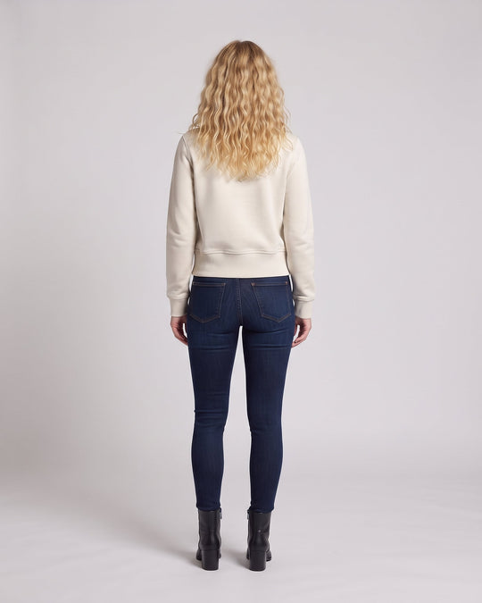 Damen Cropped Sweatjacke mit Stehkragen und dekorativer Galonstickerei Nord Taschen