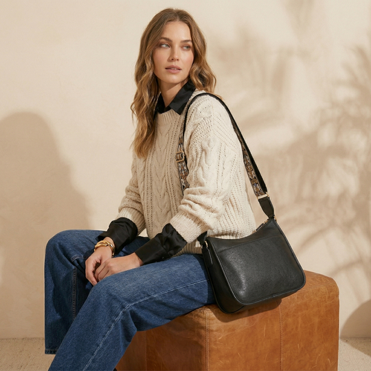Nord Taschen | Vegane Rindsleder Umhängetasche, Boho Gitarrengurt
