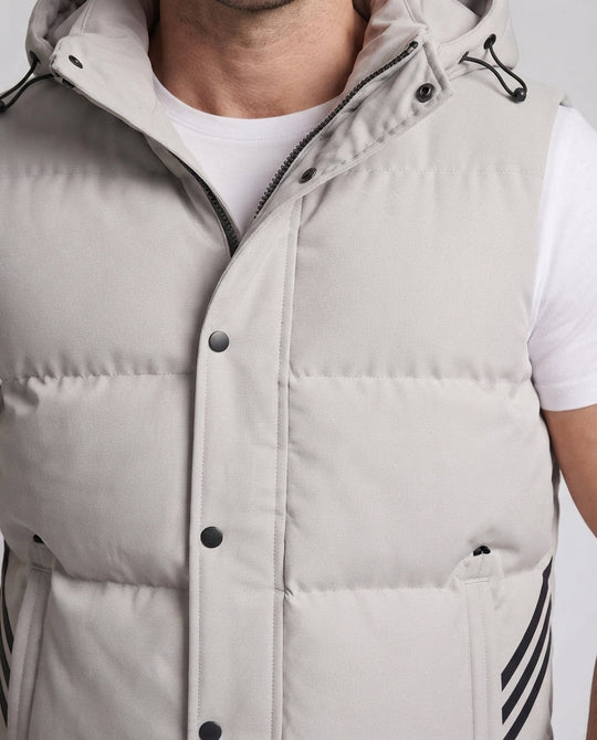 Herren gepolsterte Kapuzenweste mit thermischer Isolierung, Kordelzug und Seitenstreifen Nord Taschen