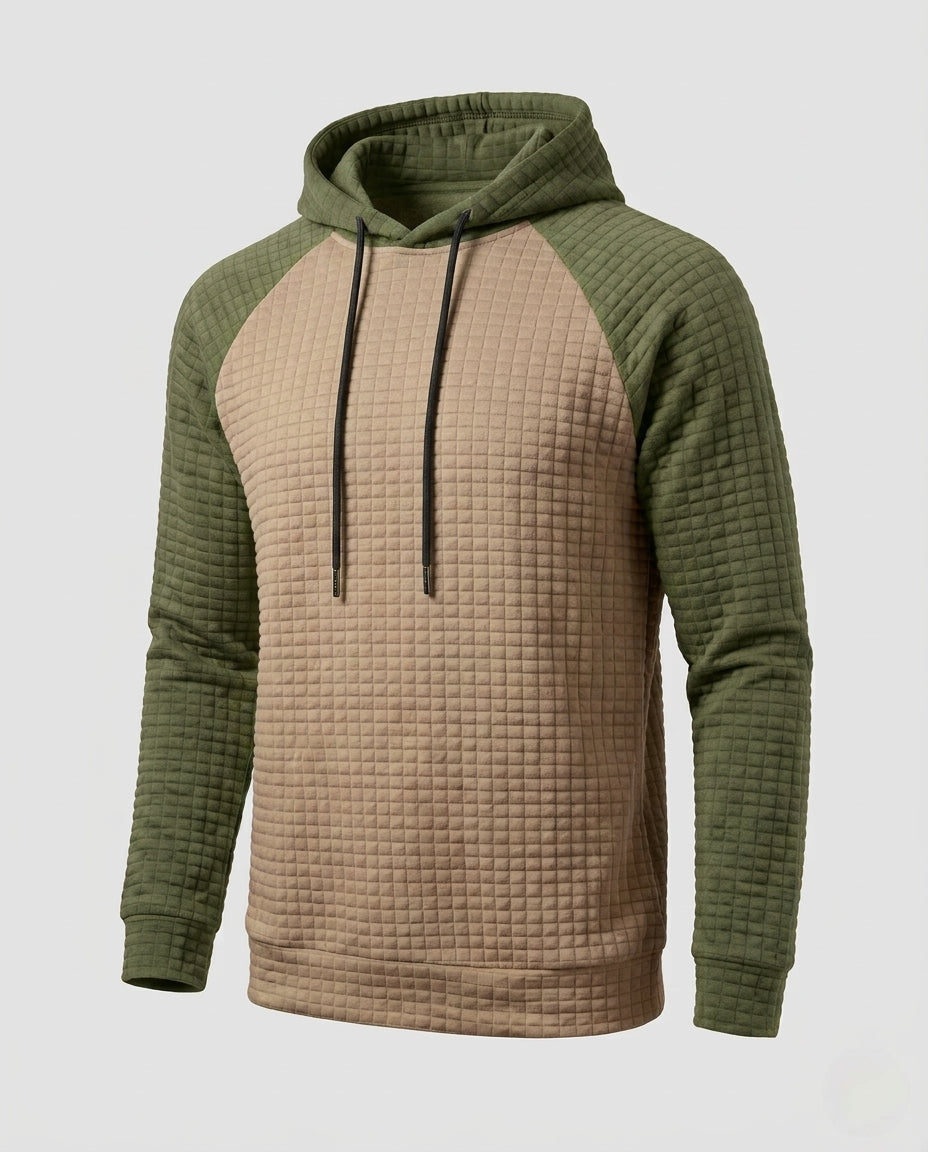 Herren Raglan Hoodie mit strukturiertem Waffel-Look und kontrastierenden Ärmeln Nord Taschen