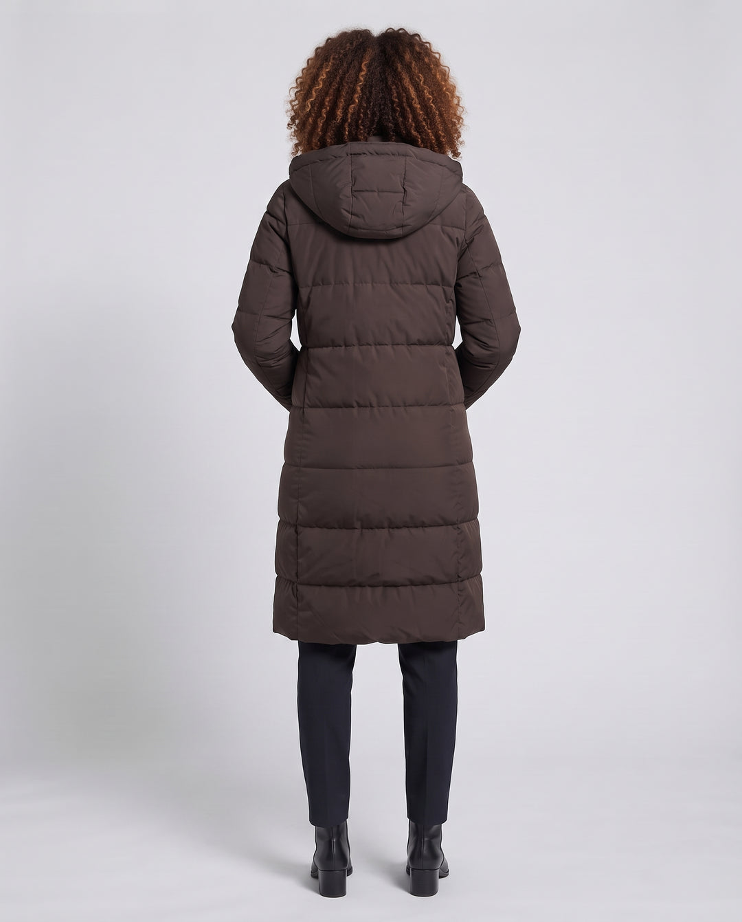 Damen Maxilanger gesteppter Wintermantel mit hohem Stehkragen und Kapuze Nord Taschen
