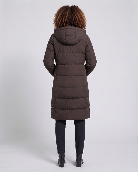 Damen Maxilanger gesteppter Wintermantel mit hohem Stehkragen und Kapuze Nord Taschen
