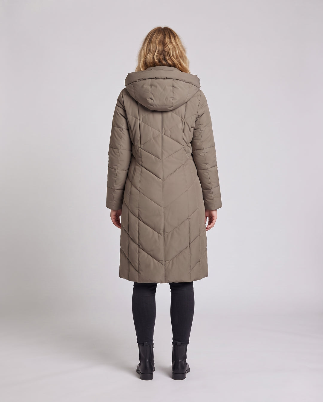 Damen knielanger gesteppter Mantel mit Kapuze und Thermo‑Futter Nord Taschen