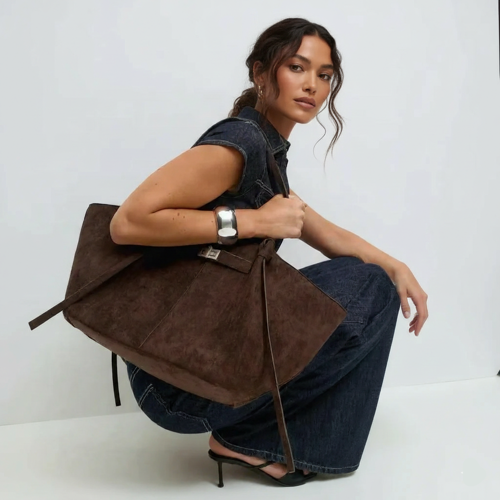 Nord Taschen | Elegant Suede Handbag with Large Capacity for School