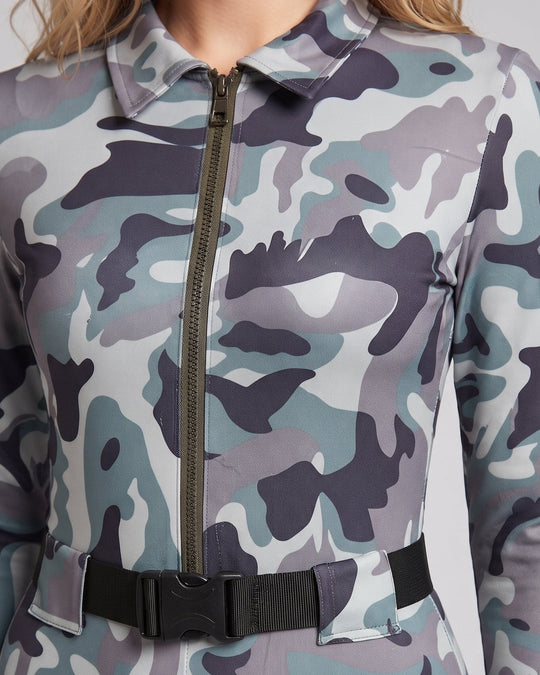 Damen Camo-Design Overall mit Reißverschluss Nord Taschen
