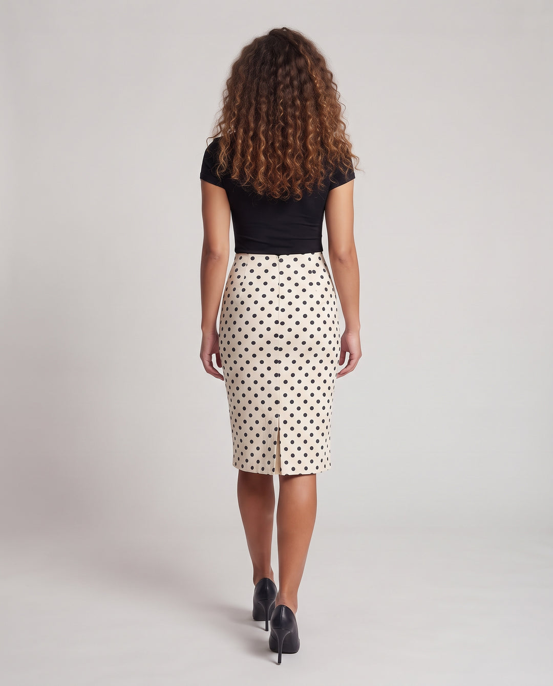Damen Midibleistiftrock mit hoher Taille, Stretch und Pünktchenmuster Nord Taschen