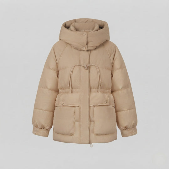 Damen kurze oversized Winterparka mit voluminöser Thermo-Dämmung, hohem Stehkragen und extra großen Klappentaschen