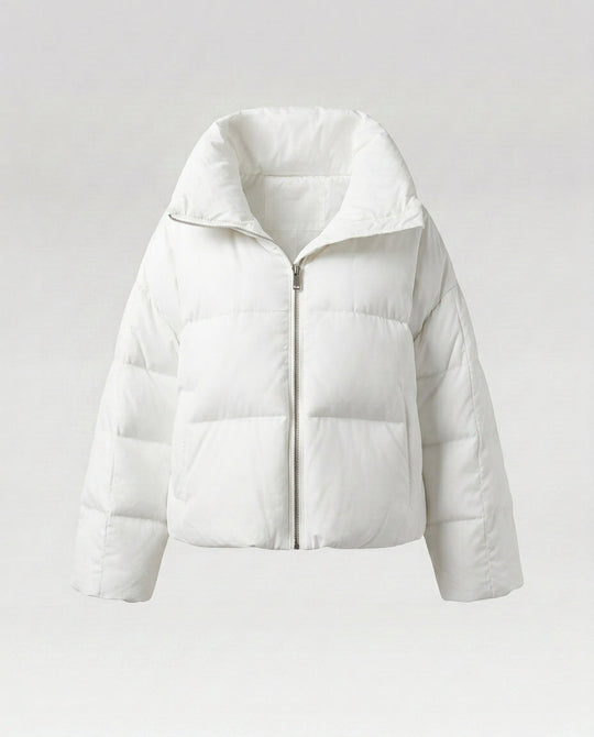Damen cropped gesteppte Jacke mit übergroßer Kapuze, leichtem thermischem Futter und abgerundetem Saum