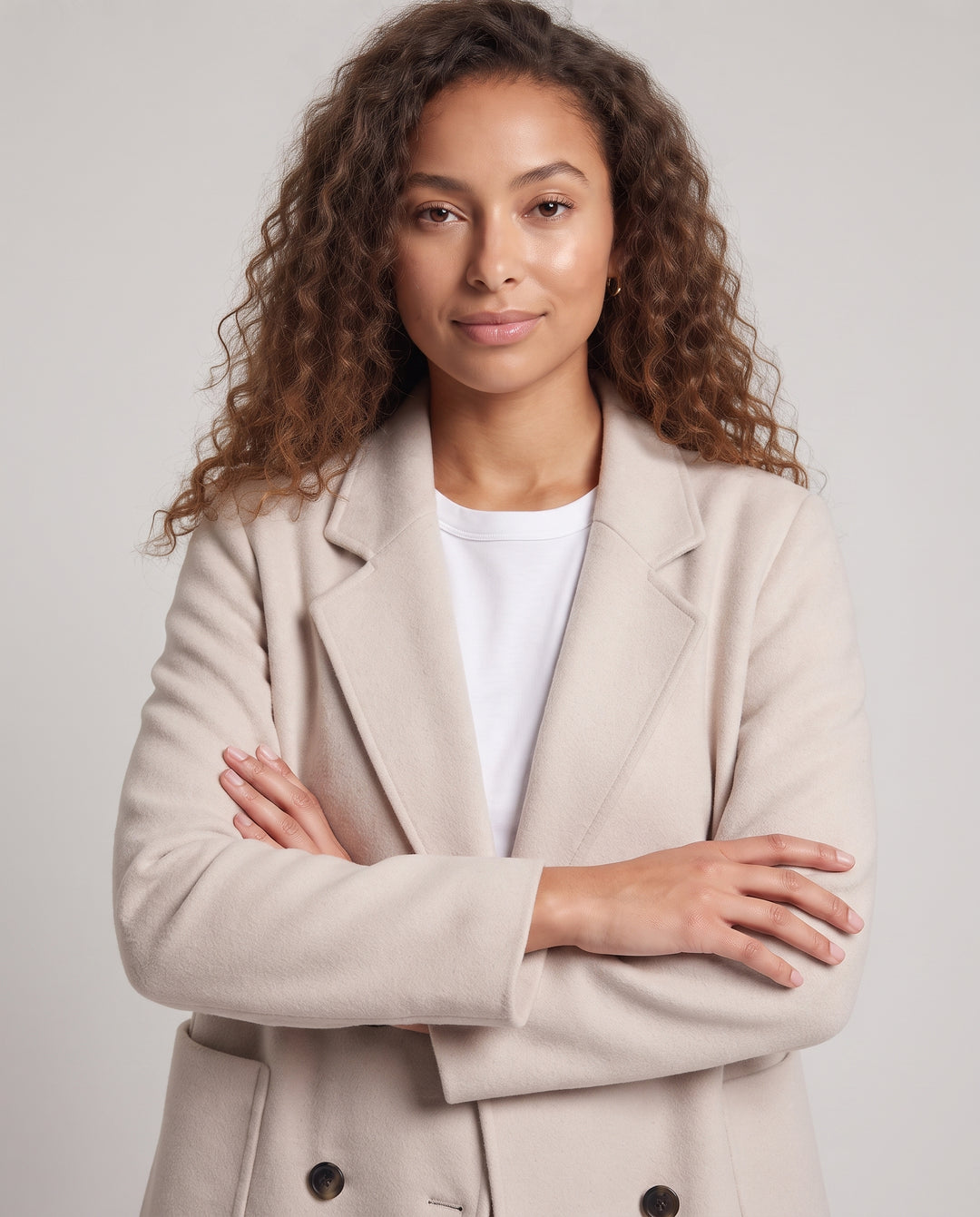 Damen Boxy‑Kurzmantel aus Wollmix im Blazer‑Look mit Revers und aufgesetzten Eingrifftaschen Nord Taschen