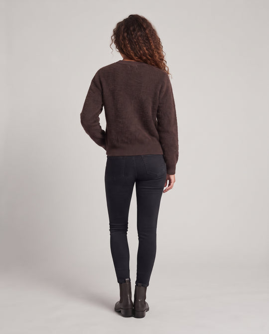 Damen Flauschiger Mohair-Optik Oversize-Pullover mit strukturierter Mittelmotiv-Applikation Nord Taschen