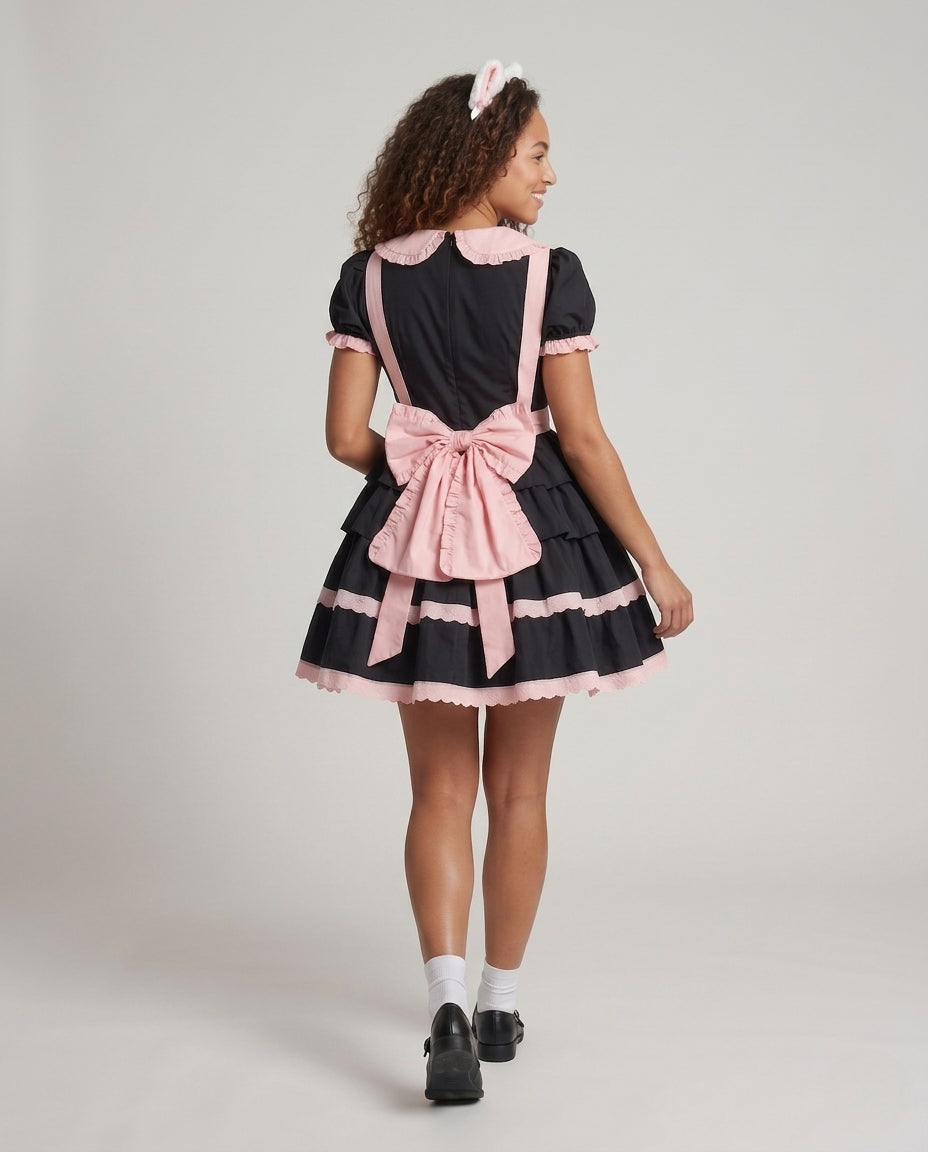 Damen verspieltes Schürzenkleid mit Herzdetails und Rüschenelementen Nord Taschen