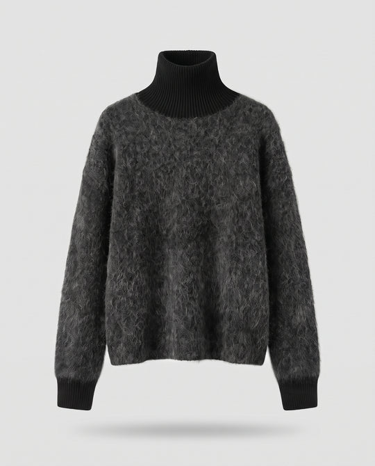 Damen Weicher Mohair-Mix Rollkragen-Pullover mit entspannter Oversize-Passform Nord Taschen
