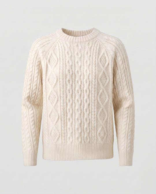 Damen Kabelstrick-Pullover mit Zopf- und Rautenmuster Nord Taschen