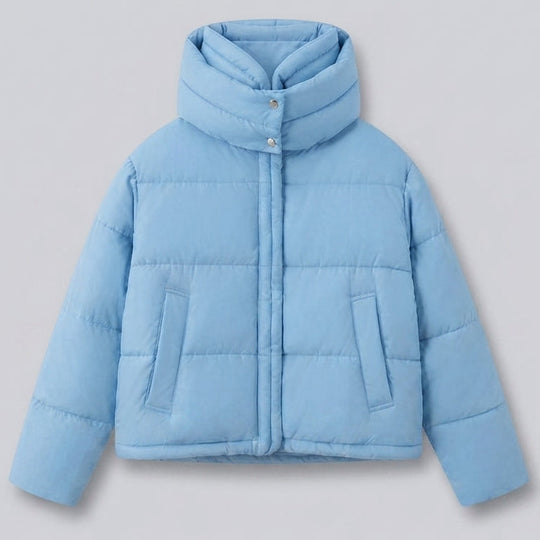 Damen Nan Boxy Kurz Steppjacke mit extrahohem Kapuzenbesatz und weichen Bündchen
