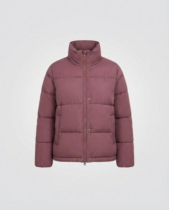 Damen Kurz Boxy Puffer mit voluminösem Schalkragen, isolierender Füllung und verdecktem Reißverschluss