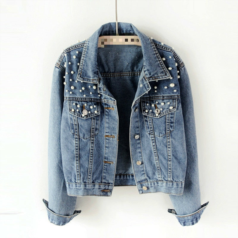 Lässige Jeansjacke mit Perlen - Vittorelli
