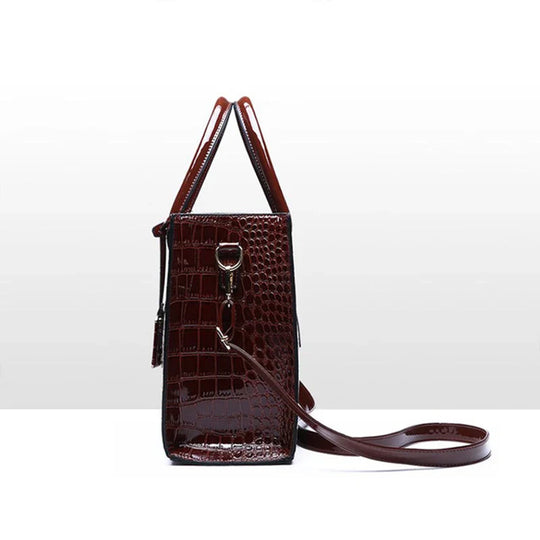 Nord Taschen | Large Capacity Crocodile Patent Leather Handbag