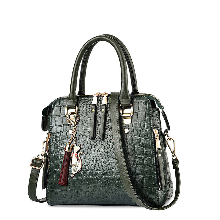 Nord Taschen | Krokodil Präge Veganes Rindsleder Top Handle Schultertasche