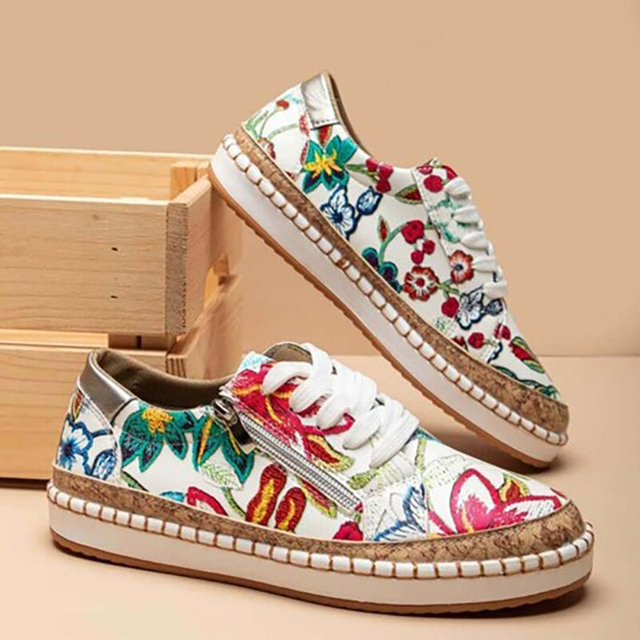 Orthopädische Sportschuhe mit Blumendruck und Schnürsenkeln für stilvollen Komfort