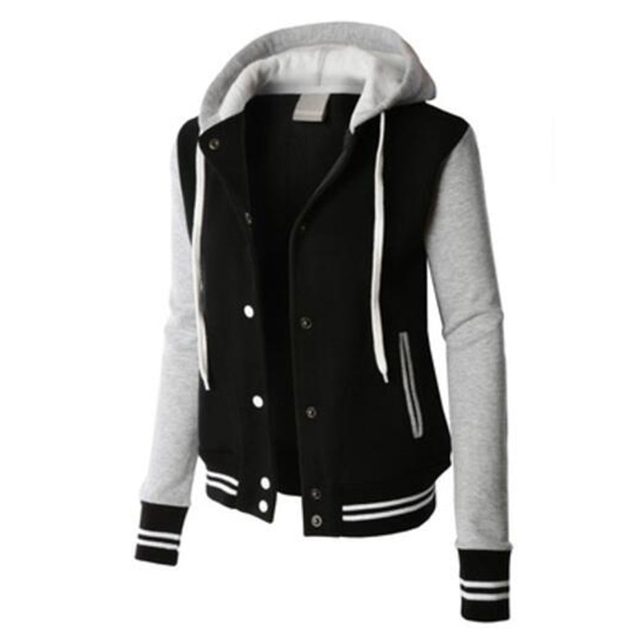 Lässige Langärmelig Kapuze Jacke mit Knöpfen