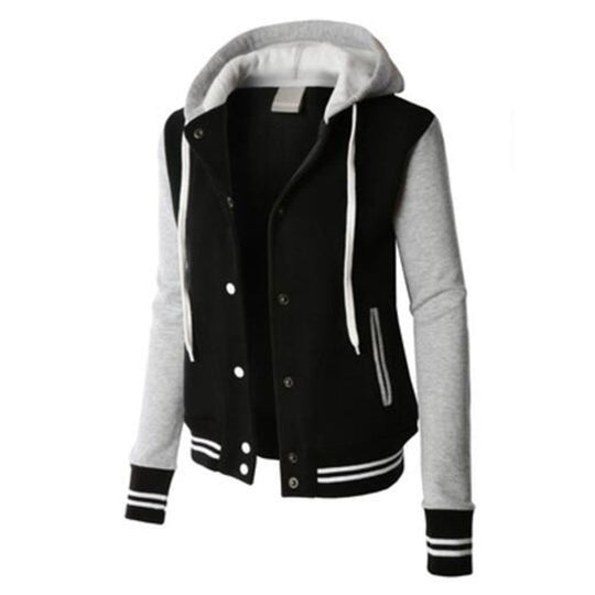 Lässige Langärmelig Kapuze Jacke mit Knöpfen
