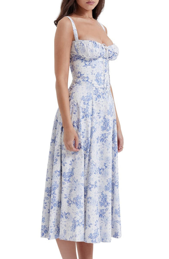 Langes Blumen Korsett Kleid