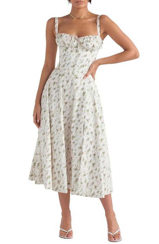 Langes Blumen Korsett Kleid