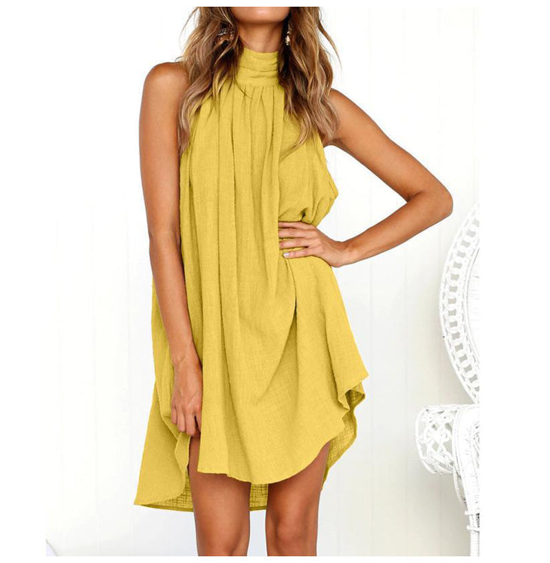 Sommerliches ärmelloses Kleid mit Kragen und leichten Falten - Arvani